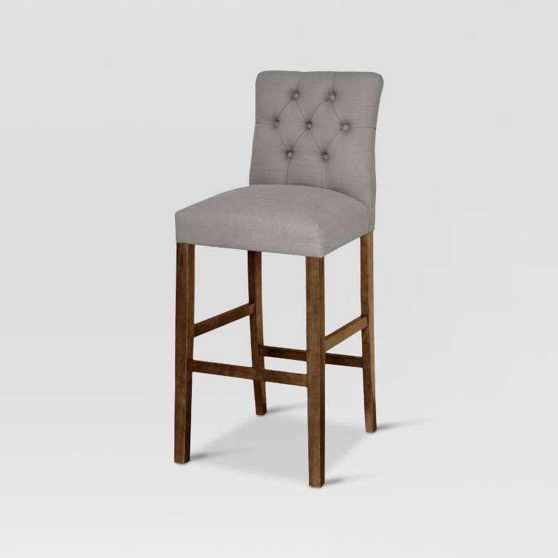 lot 7805 image: 28 Brookline Tufted Barstool Chestnut Finish Glacier - Threshold