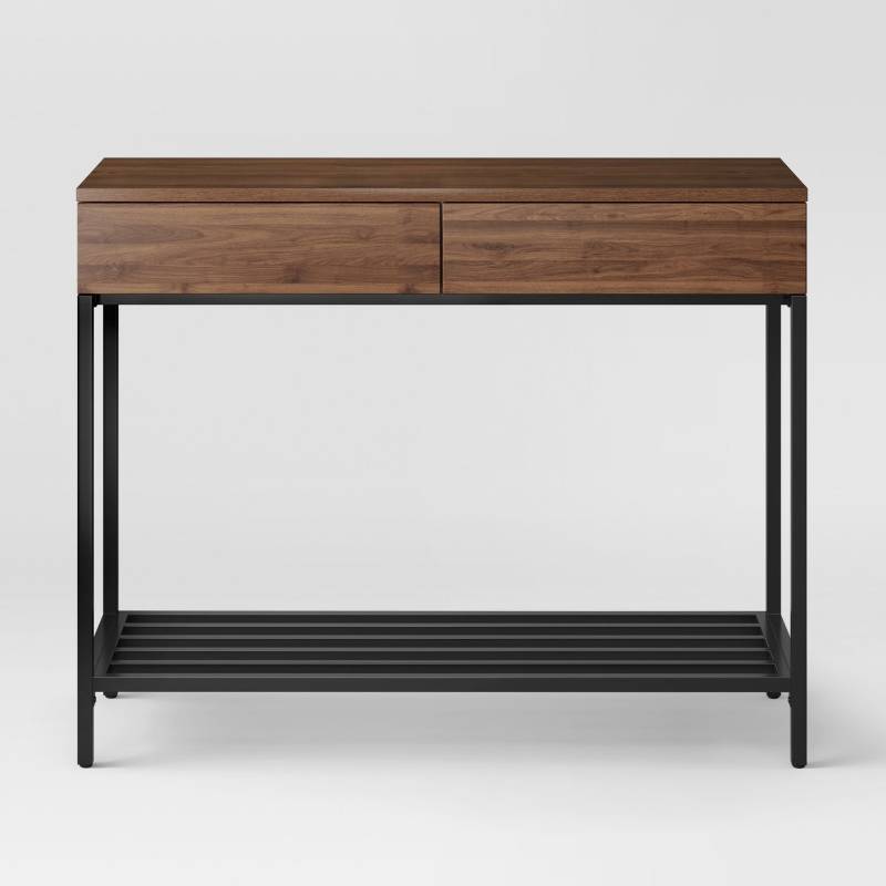 lot 7814 image: Loring Console Table, Walnut  Black Metal - Project 62