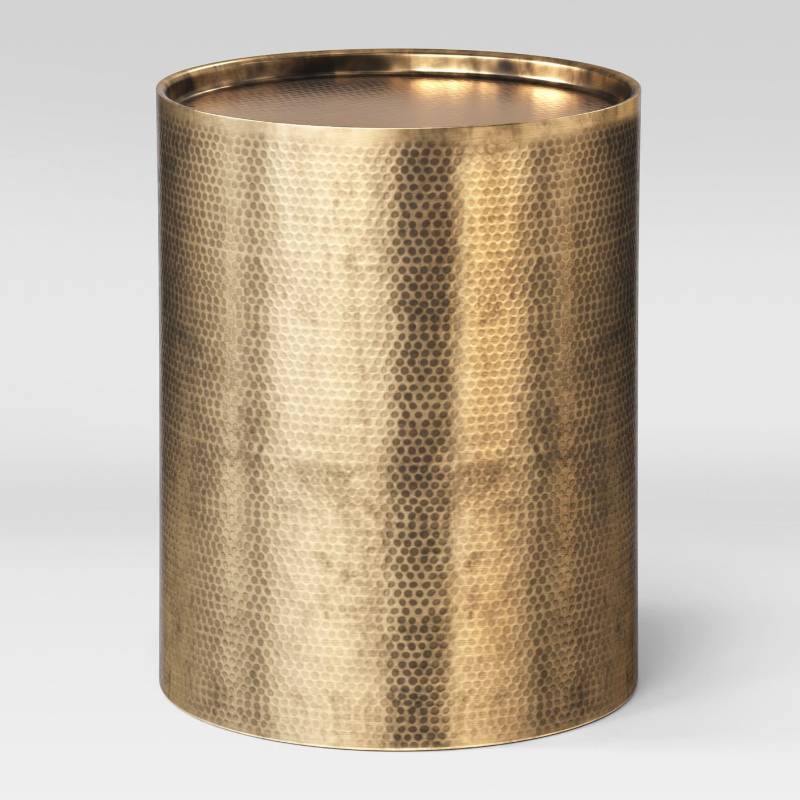 lot 7816 image: Manila Cylinder Drum Accent Table Gold - Project 62