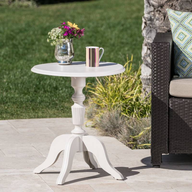 lot 7800 image: Danish Plastic Nylon Side Table, White - Christopher Knight Home