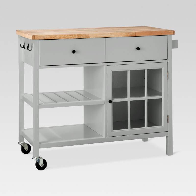 lot 7818 image: Windham Wood Top Kitchen Island, Gray - Threshold