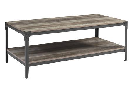 lot 7824 image: Walker Edison Angle Iron Rustic Coffee Table in Grey Wash