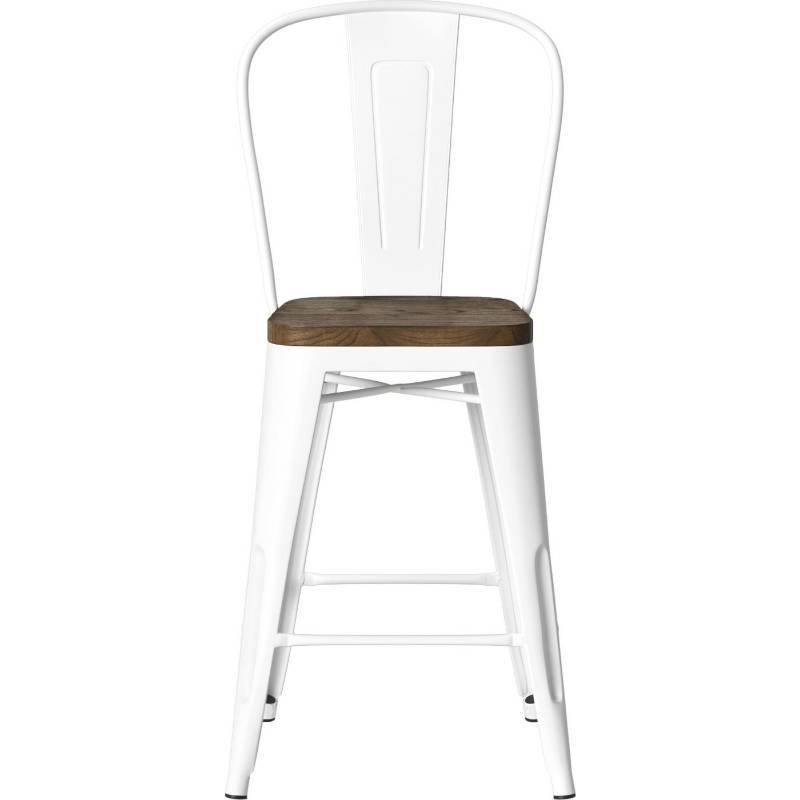 lot 7830 image: Carlisle Wood Seat Backed Counter Stool Matte White - Threshold