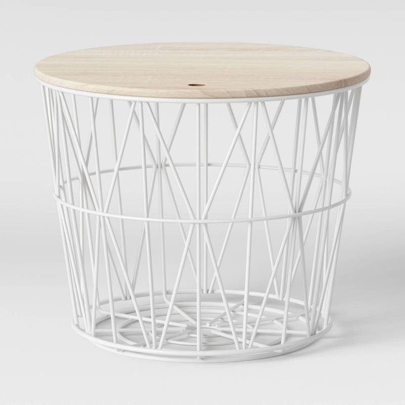 lot 7835 image: Wire Storage Table with Removable Lid, White - Room Essentials