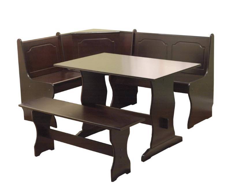 lot 7811 image: 3 Piece Breakfast Nook Dining Set, Size Small, Brown