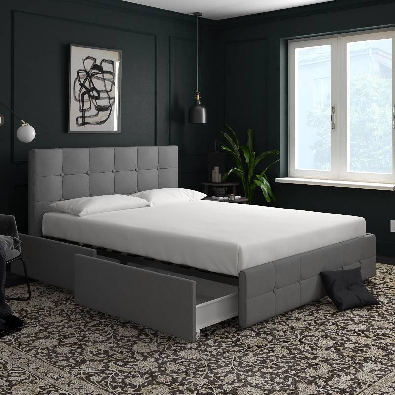 lot 7880 image: Rose Upholstered Bed with Storage - Full