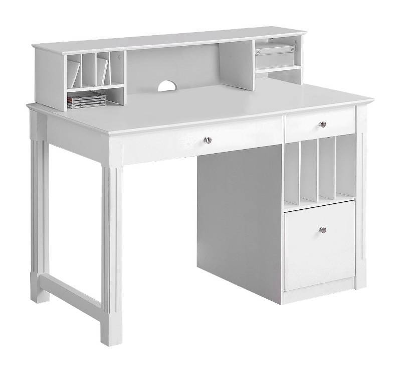lot 7871 image: Home Office Deluxe Wood Storage Computer Desk, White -Saracina Home