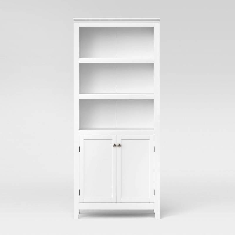 lot 7876 image: 72 Carson 5 Shelf Bookcase with Doors, White - Threshold