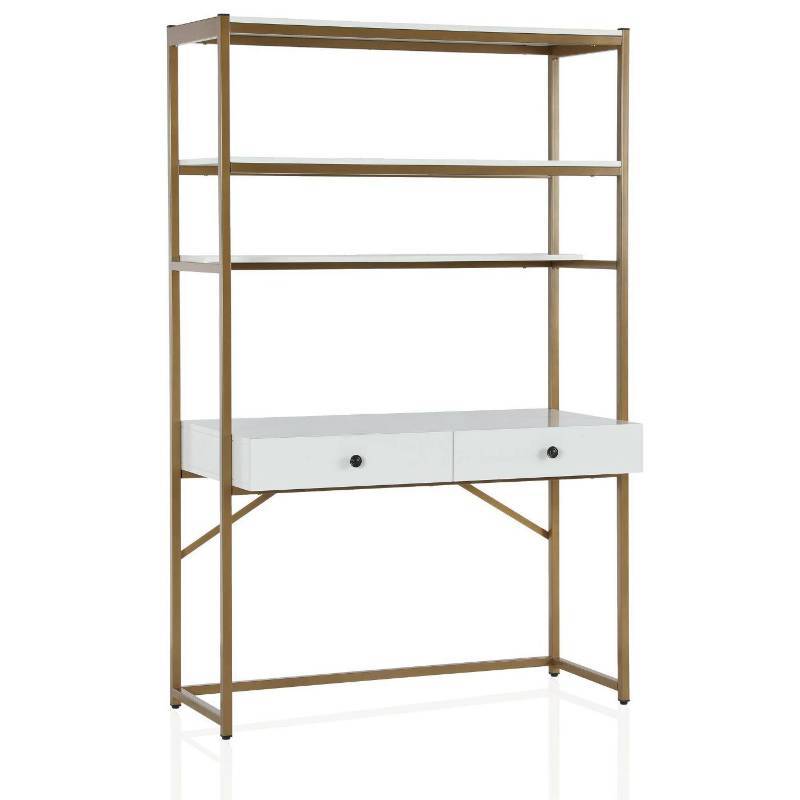 lot 7877 image: Billie Metal Desk Etagere Gold - CosmoLiving by Cosmopolitan