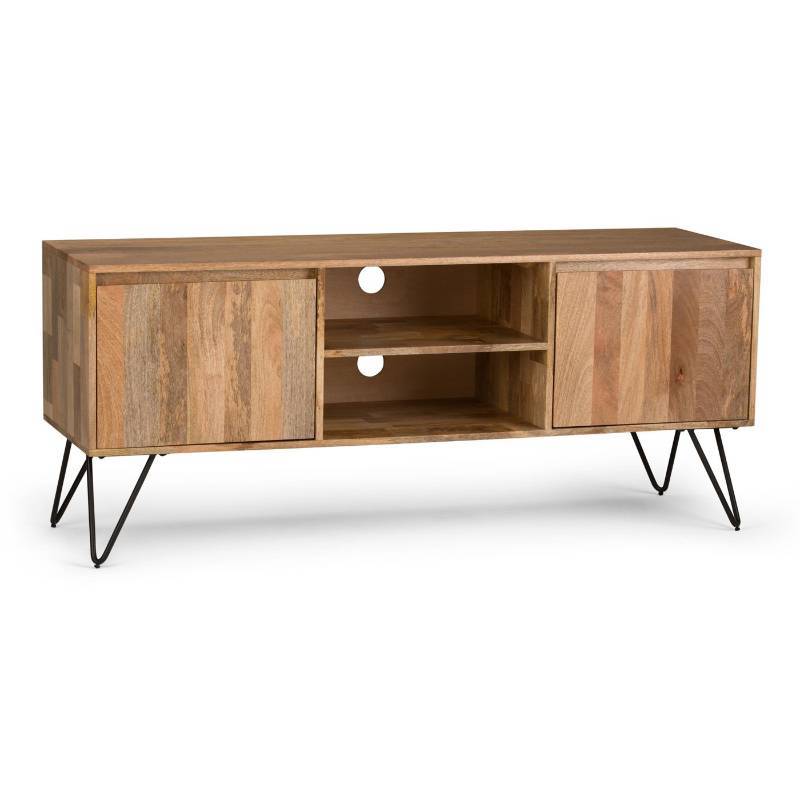 lot 7889 image: Moreno Solid Mango Wood TV Media Stand Natural For TVs up to 65 - Wyndenhall