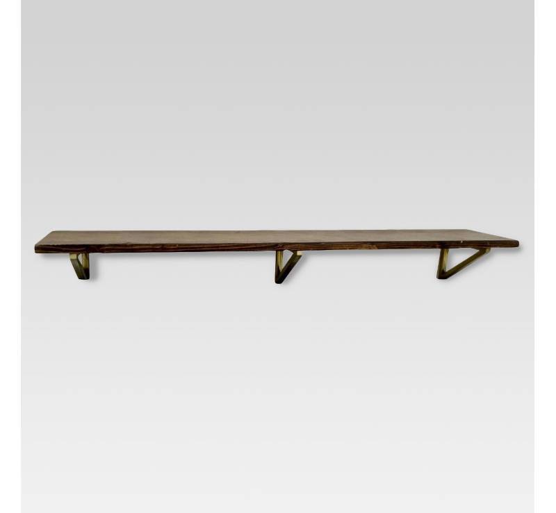 lot 7898 image: Wall Shelf with Brass Brackets BrownGold - Threshold