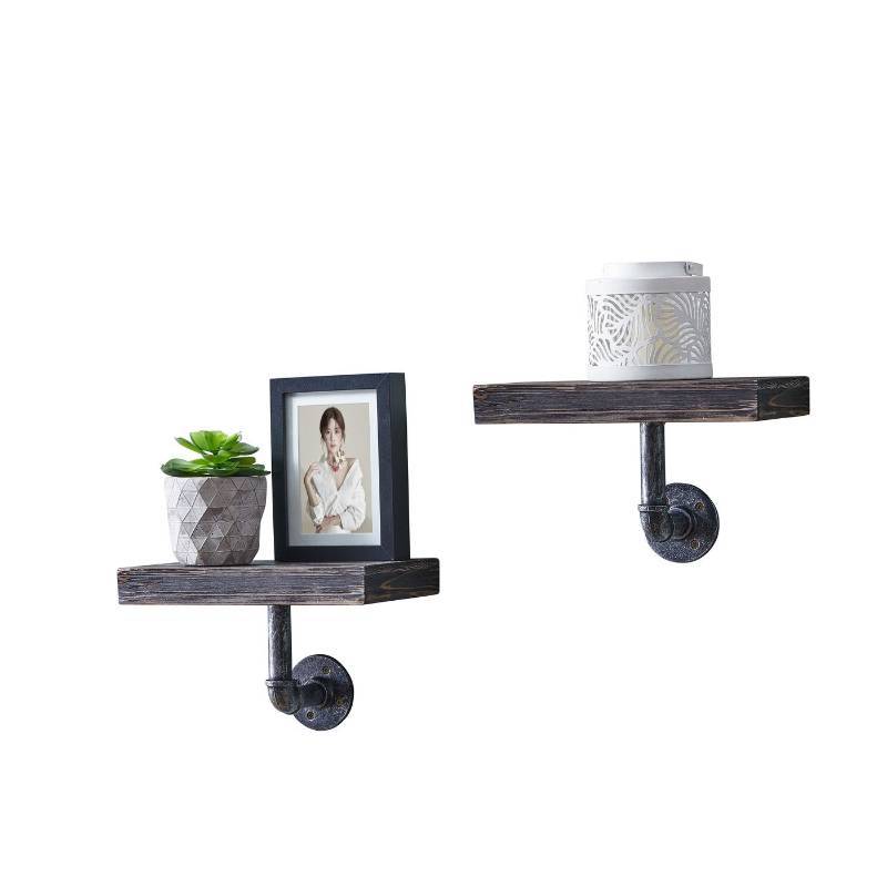 lot 7906 image: 11.7 x 7.6 2pc Industrial Pipe Wall Shelf Set - Danya B.