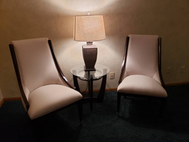 lot 7415 image: 2 amaretto dining chairs.