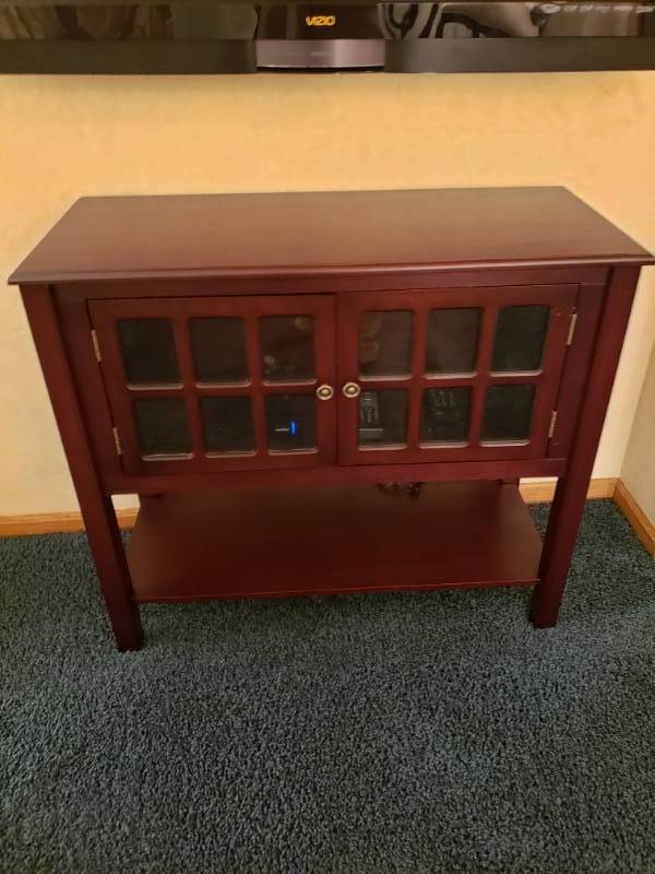 lot 7420 image: Nice wooden media cabinet.