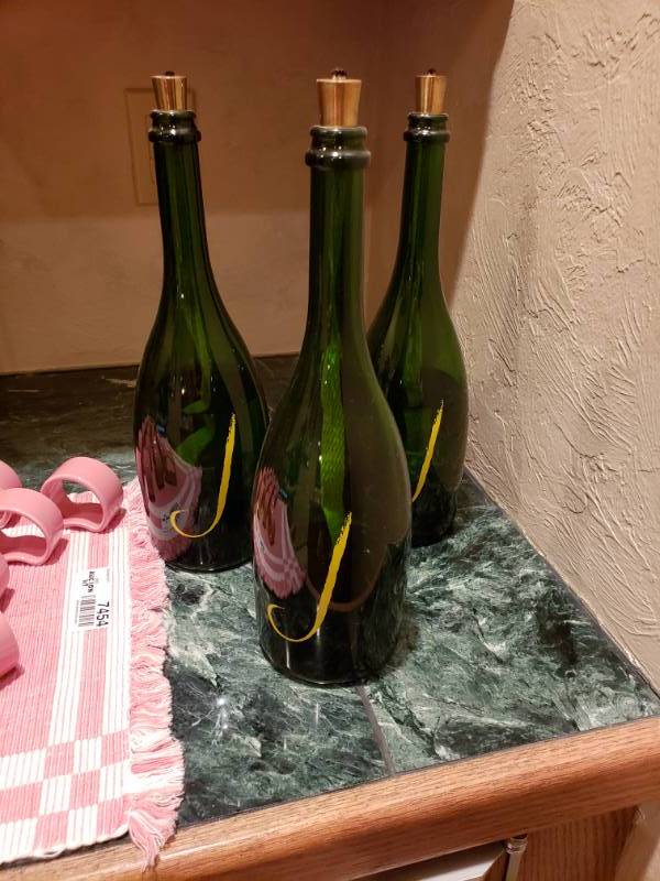 lot 7463 image: 3 Matching bottle lamps.