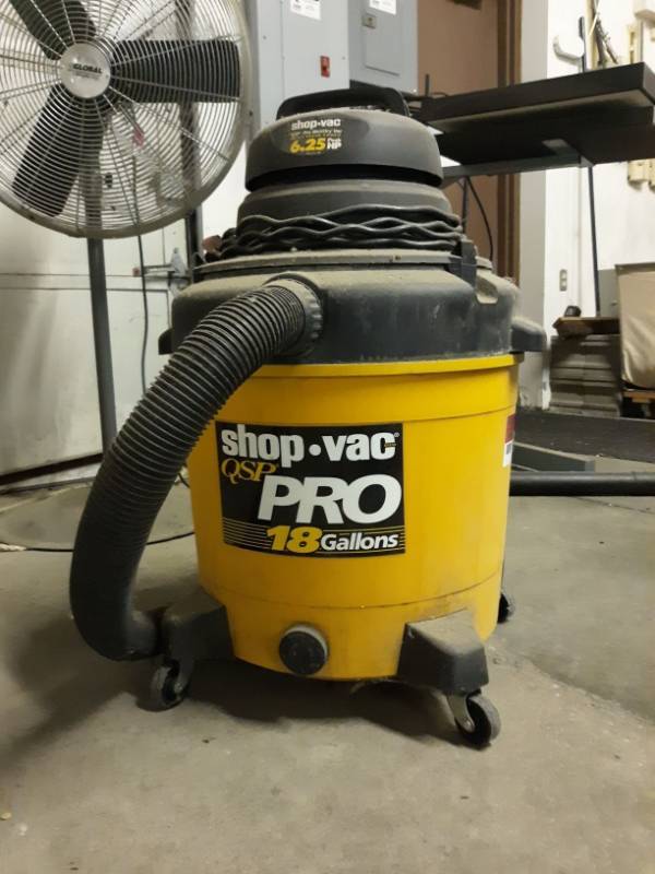 lot 2307 image: QSP Pro Shop Vacuum, with hoses - 18 gal capacity