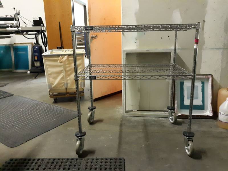 lot 2313 image: Nextel Chrome Wire Rolling Cart With Shelf 36 x 24 Inches