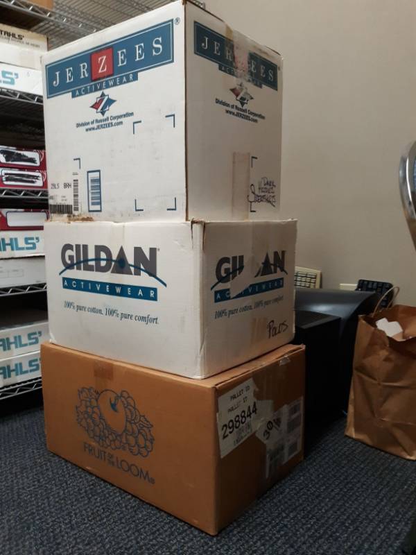 lot 2389 image: (3) Boxes Of Assorted Blank Garments- Nor Printed
