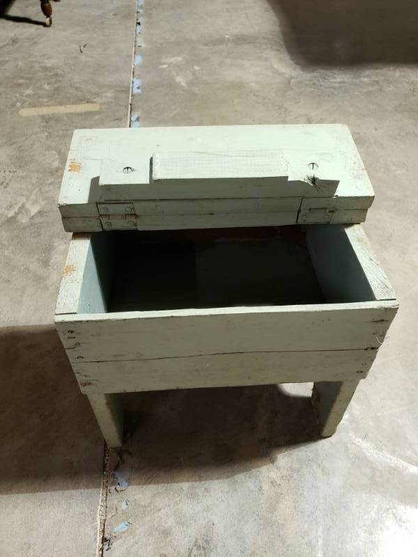 lot 7614 image: Wooden Garden Seat with Storage