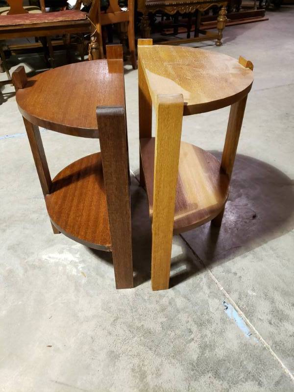 lot 7625 image: 2 Crescent Wooden Side Tables