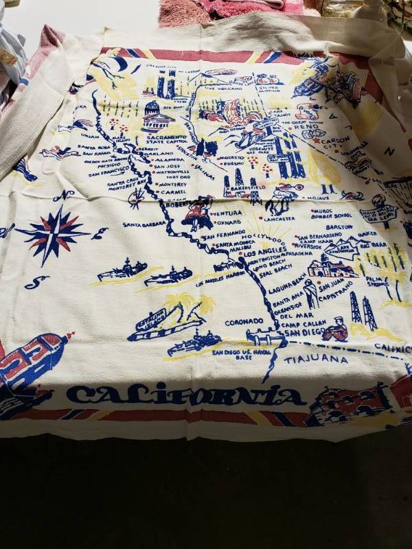 lot 7645 image: Vintage Map of California Tapestry