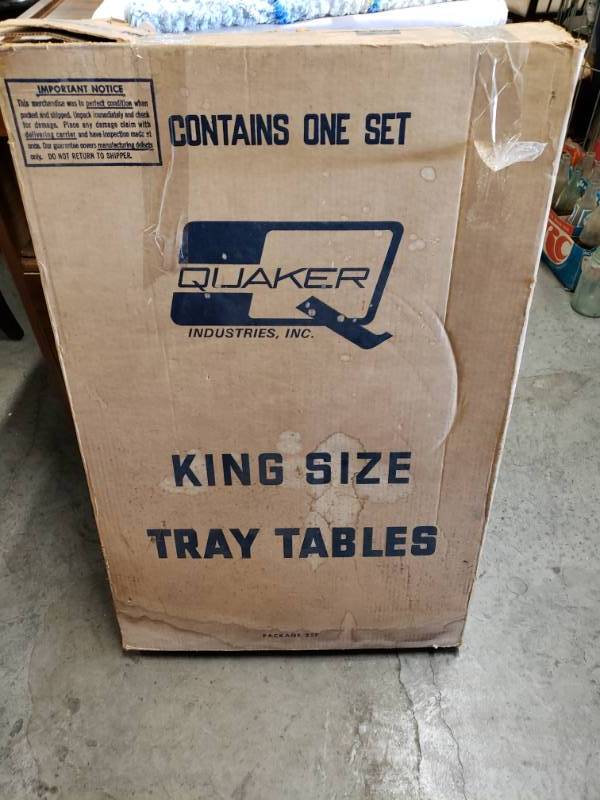 lot 7656 image: 3 King Size Tray Tables in Original Box