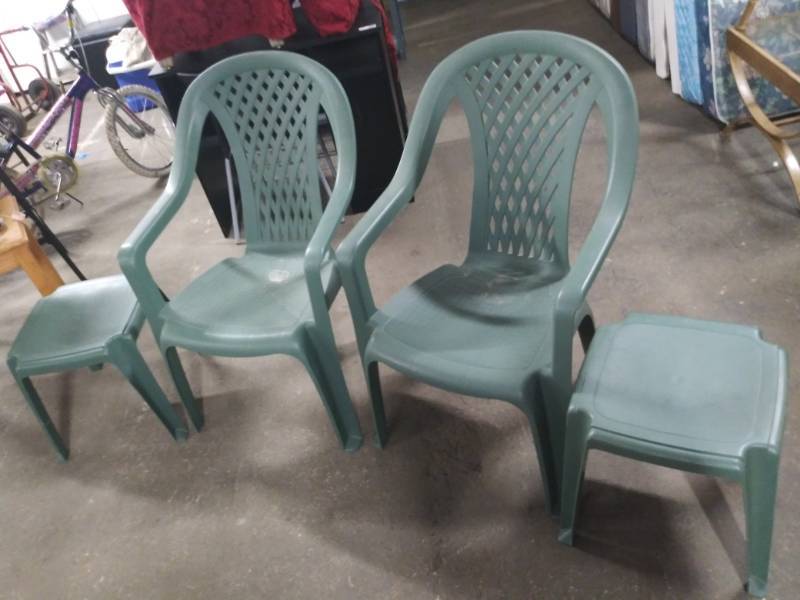 lot 1634 image: Pair of Outside Patio Chairs and Side Tables