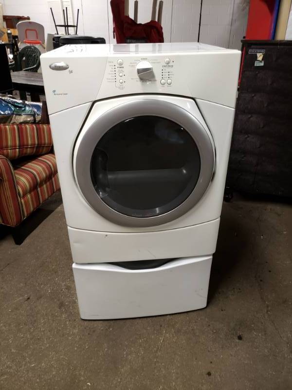 lot 1615 image: Whirlpool Duet Front Load Dryer with Pedestal