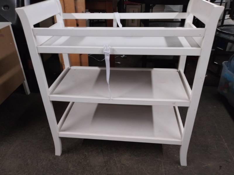 lot 1706 image: Nice White Baby Changing Table with Shelves