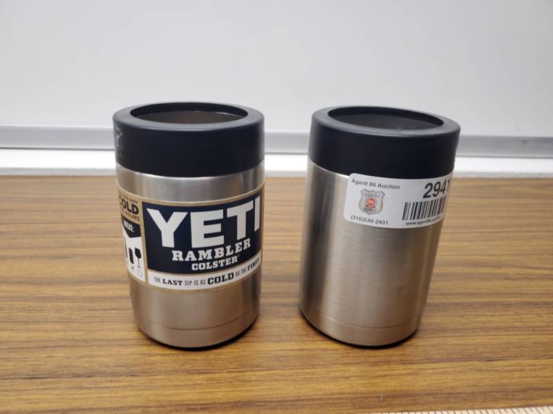 lot 2941 image: YETI  Rambler Colsters- Can Holders-  1 EUC and  1 NEW