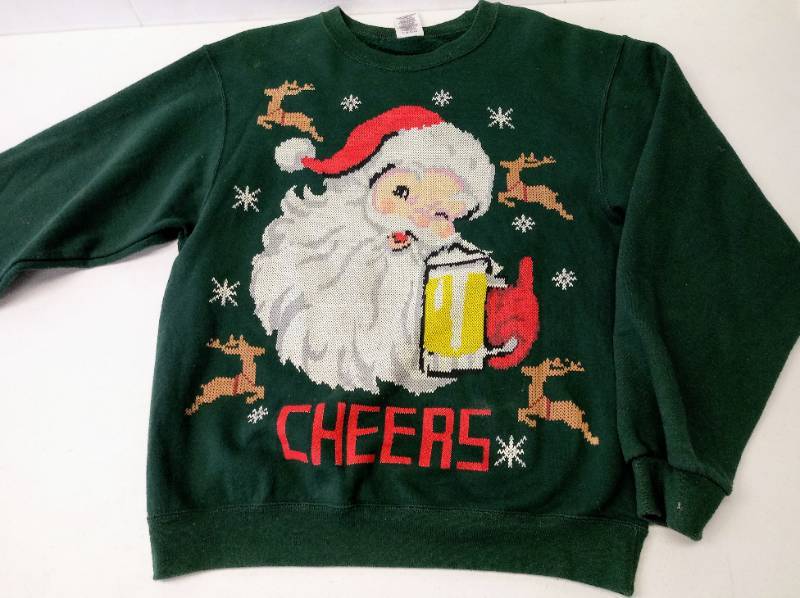 lot 3149 image: UGLY Christmas Sweatshirt- Santa Cheers