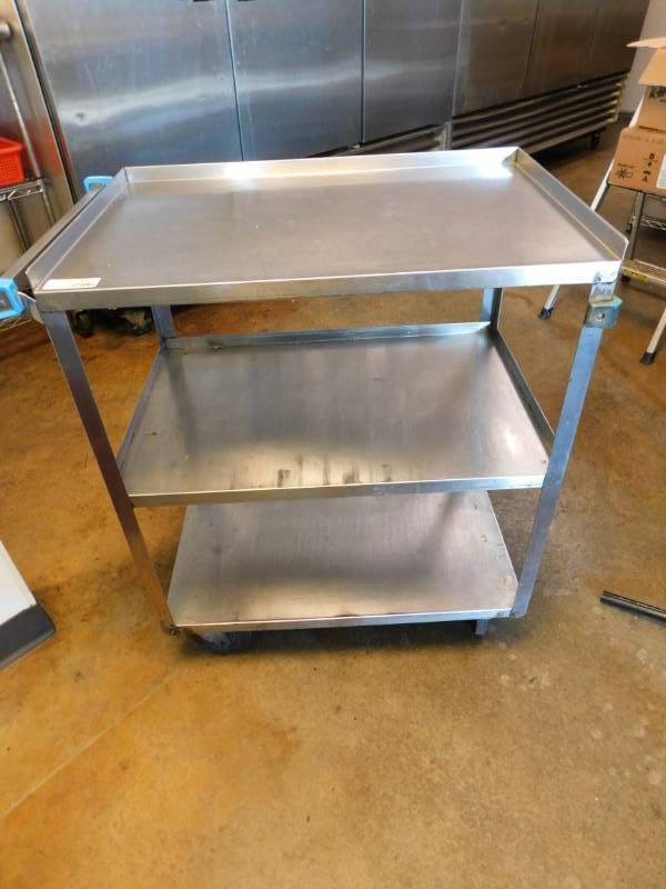 lot 3227 image: 3 Tier Stainless Steel Rolling Cart