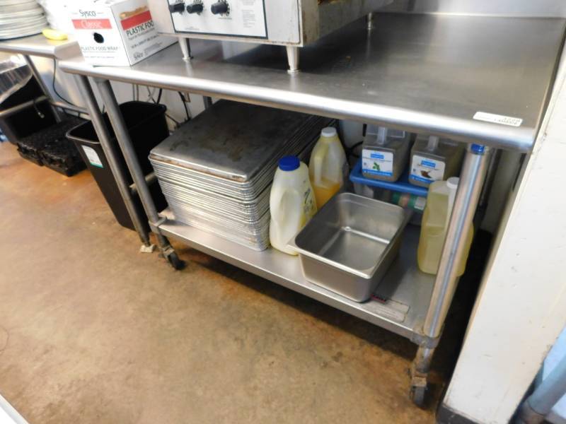 lot 3228 image: 4 Foot Eagle Stainless Steel Table