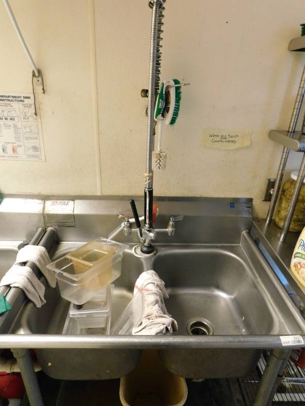 lot 3237 image: Eagle 2 Bay Stainless Steel Sink with Spray Down and Garbage Disposal