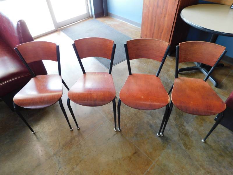 lot 3264 image: 4 Dining Height Wood Chairs with Metal Frame