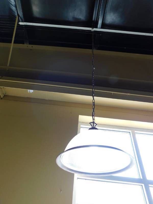 lot 3266 image: 3 Hanging Glass Lights wTrack