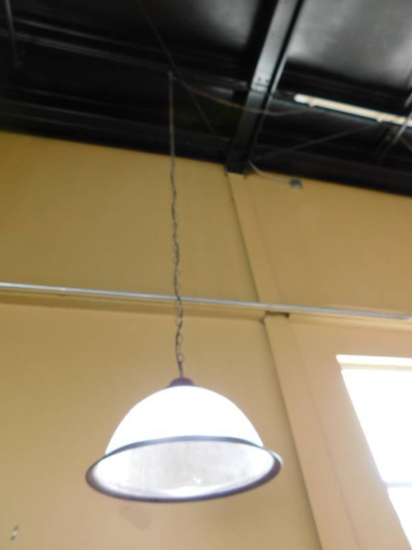 lot 3269 image: 3 Hanging Glass Lights wTrack