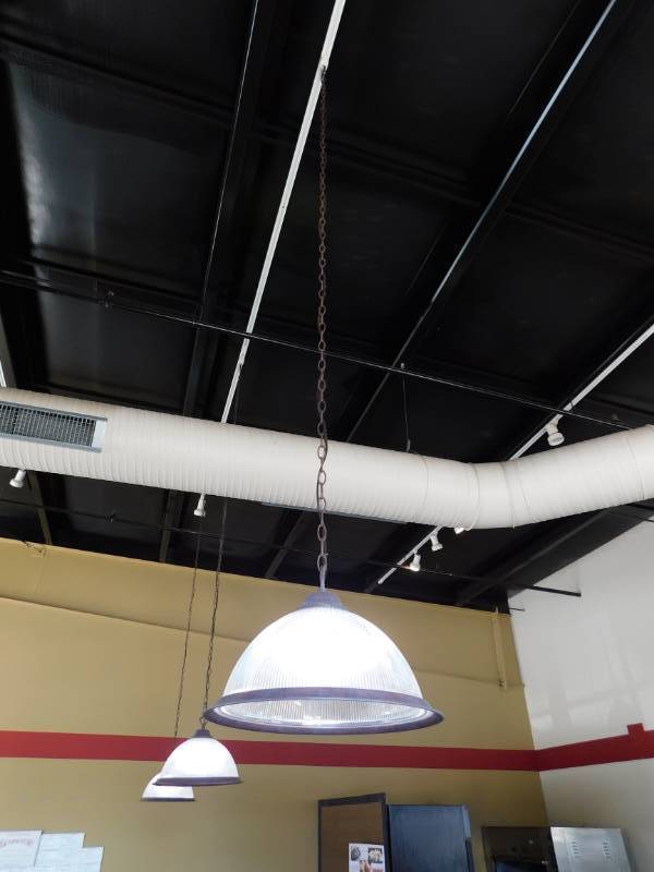 lot 3271 image: 3 Hanging Glass Lights wTrack