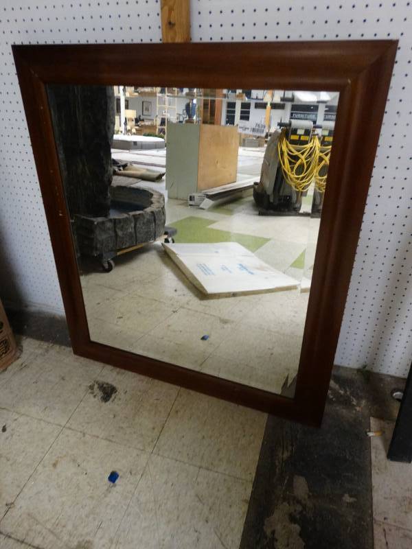 lot 7639 image: Wood framed wall mirror