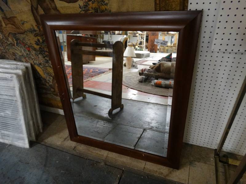 lot 7642 image: Wood framed wall mirror