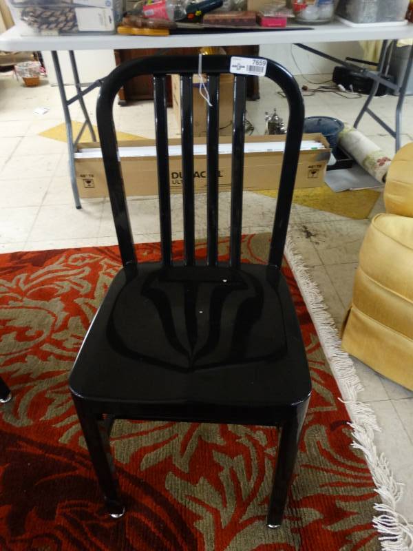 lot 7659 image: Black metal dining chair
