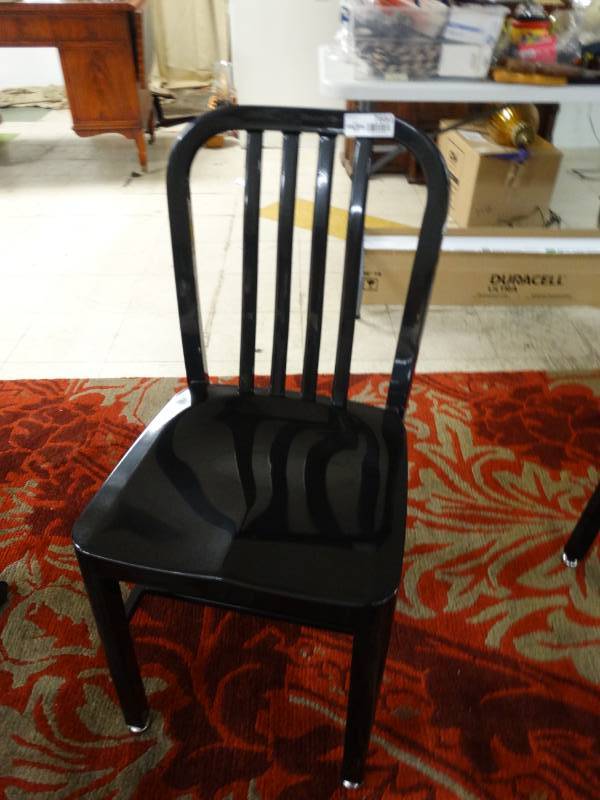 lot 7660 image: Black metal dining chair