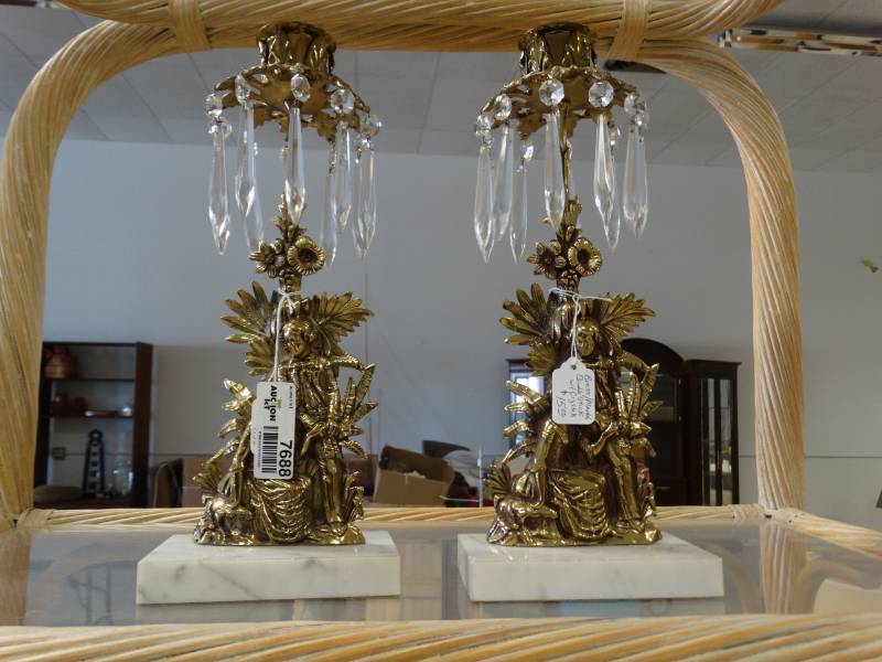 lot 7688 image: Pair of decorative candle holders