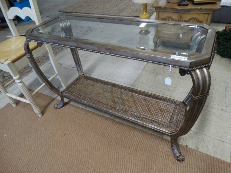 lot 7705 image: Awesome glass top sofa table