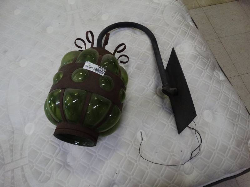lot 7766 image: Large Green Glass Vintage Light