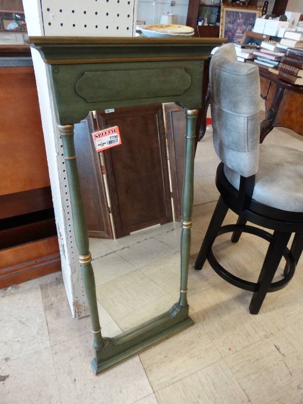 lot 7790 image: Green Framed Mirror