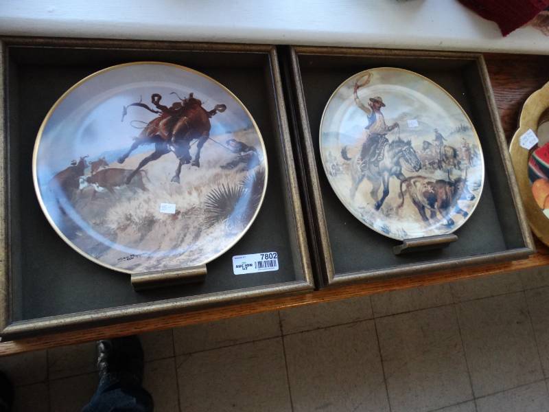 lot 7802 image: Two Decorative Cow Boy  Plates