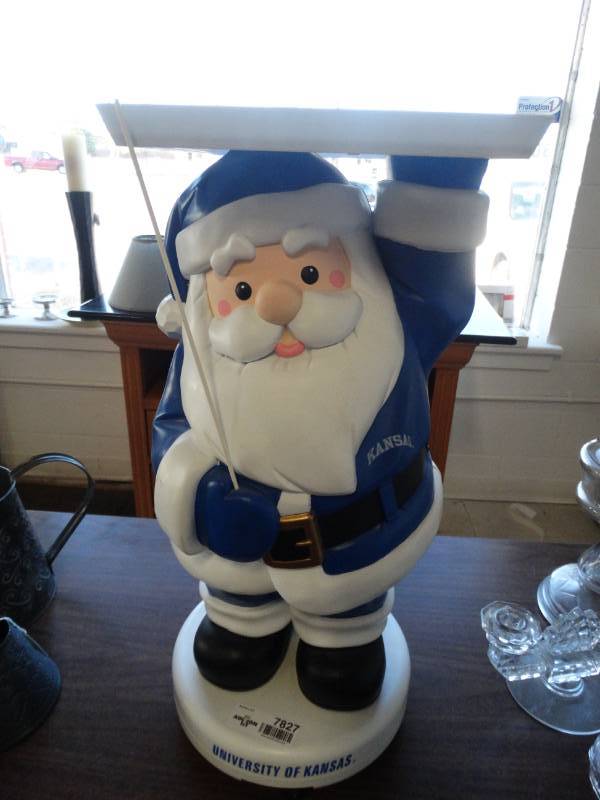 lot 7827 image: University of Kansas Santa statue with platter