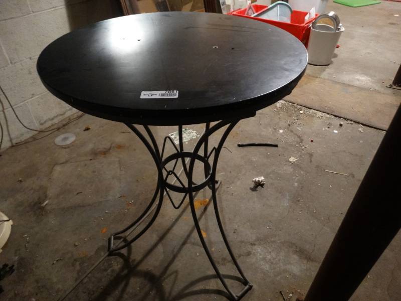 lot 7861 image: Small Round bistro  table with metal Legs