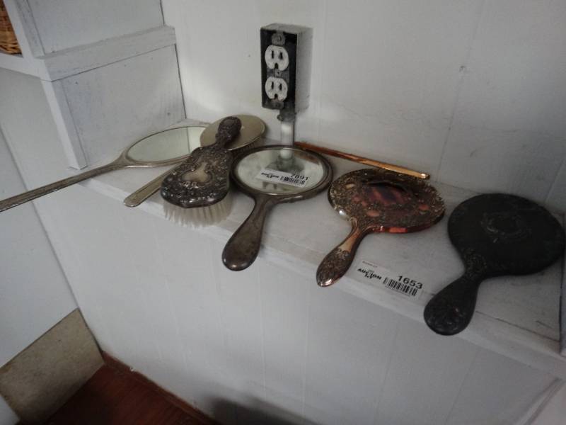 lot 7891 image: Vintage hand mirrors brush